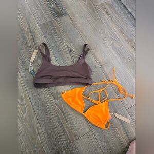 SKIMS  Brown and Orange Bikini Tops Size M  BUNDLE OF 2